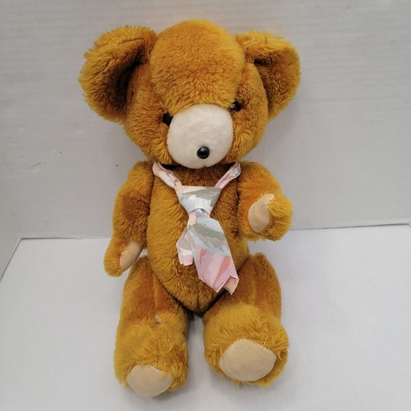 Vintage Old Teddy Bear Jestia Orange Brown #1005 Jointed Made in Japan Antique - Picture 2 of 15